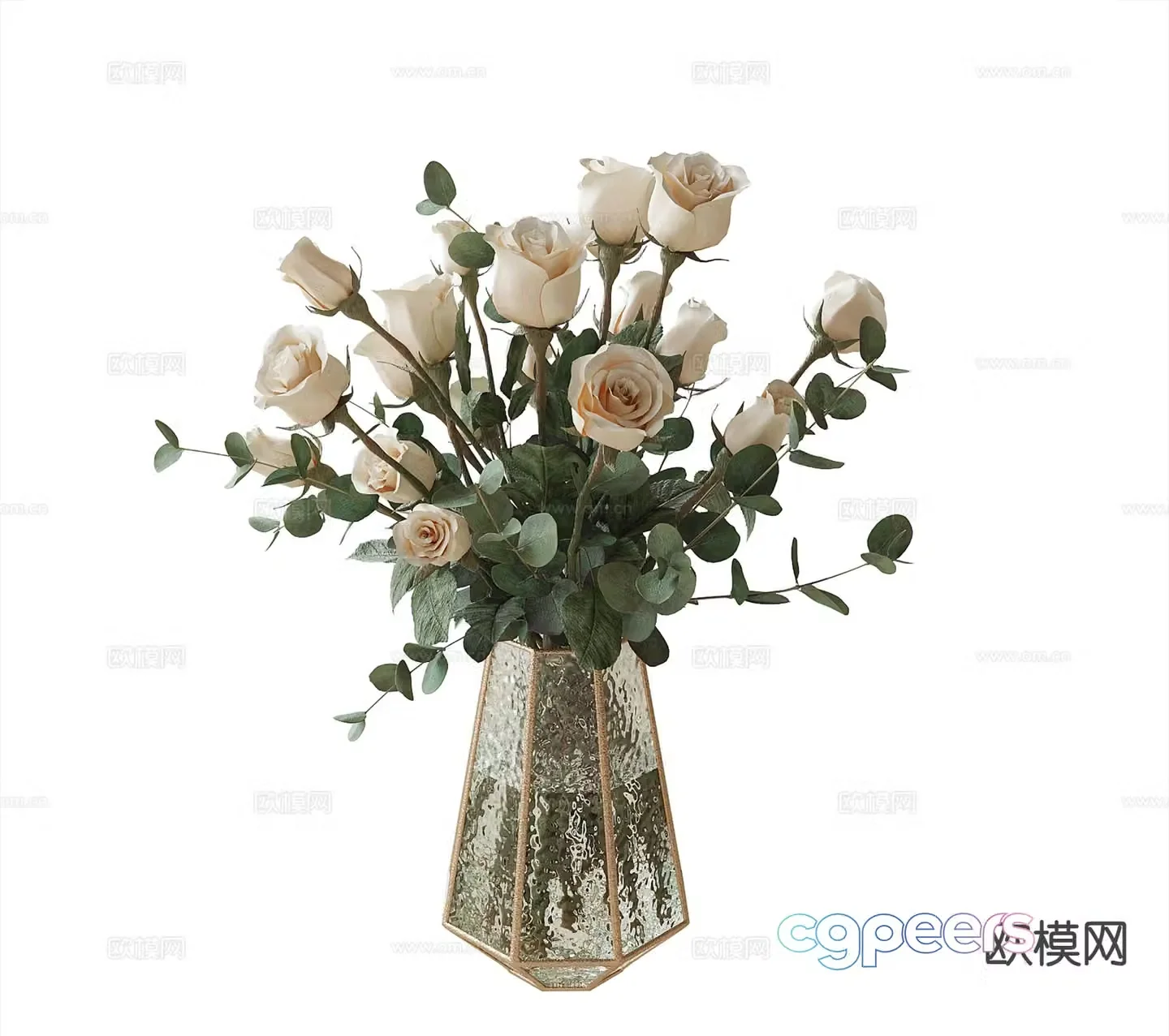 modern vase floral arrangement flower arrangement flowers rose 3d model