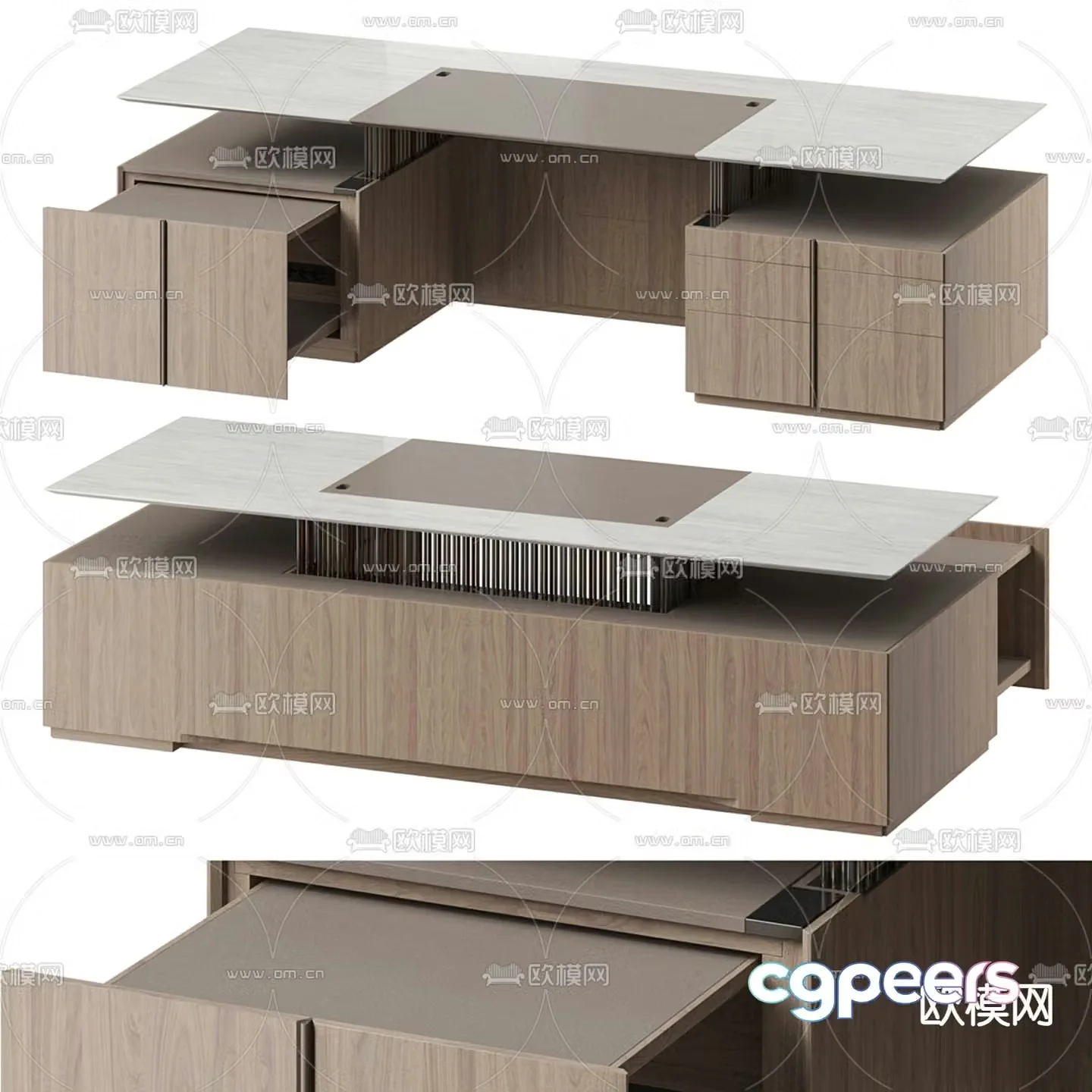 Modern office desk executive desk 3d model