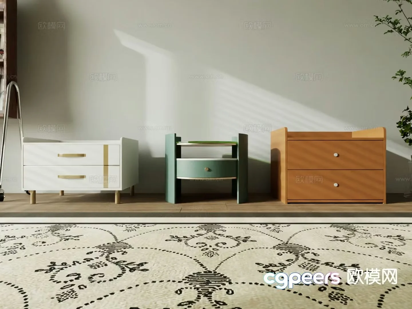 Modern bedside table 3d model