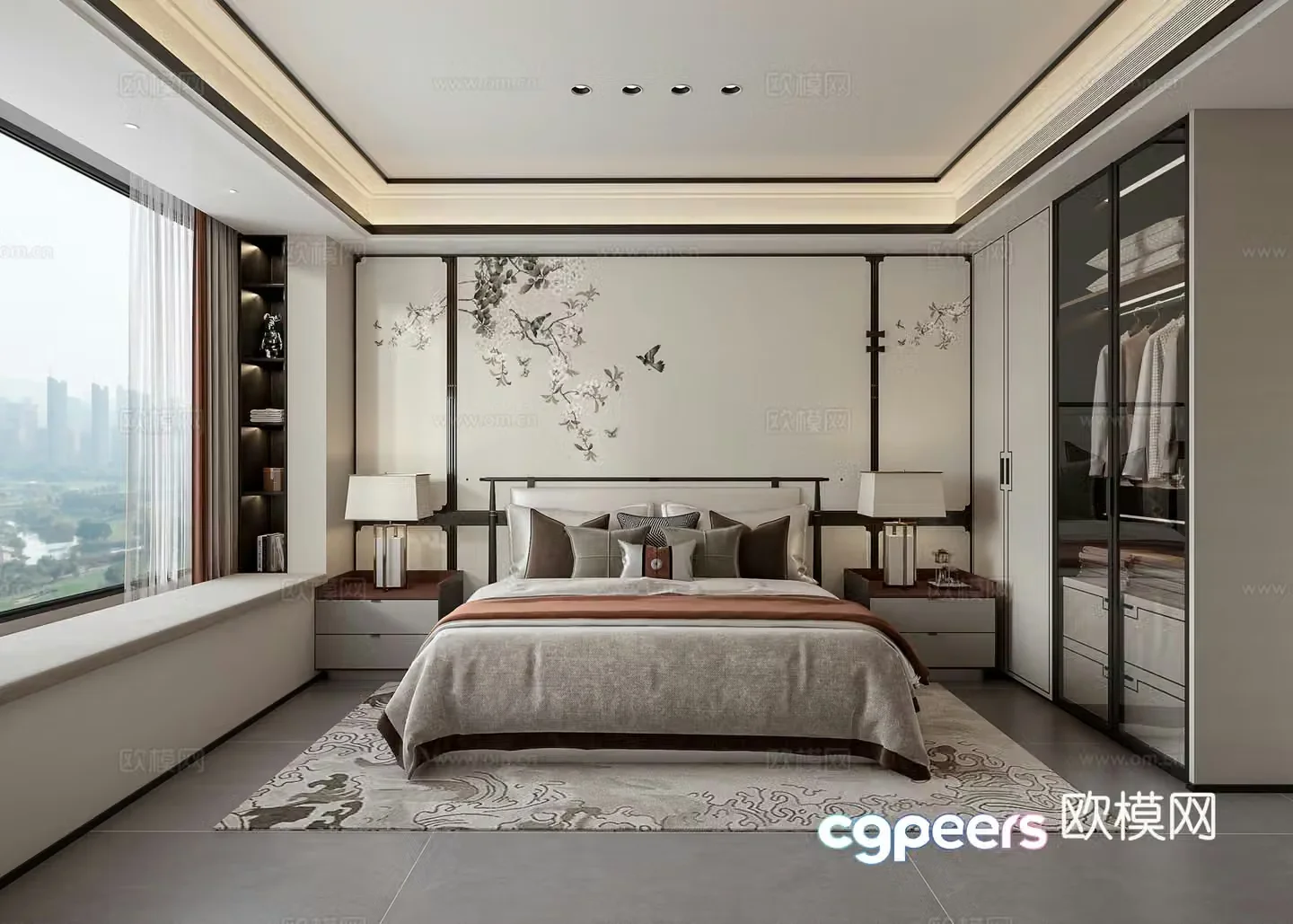 New Chinese style bedroom Elderly room 3D model