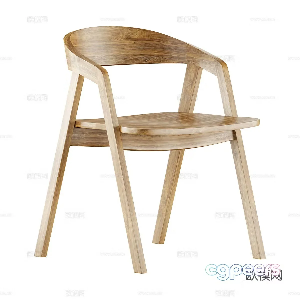 New Chinese style solid wood single chair 3D model