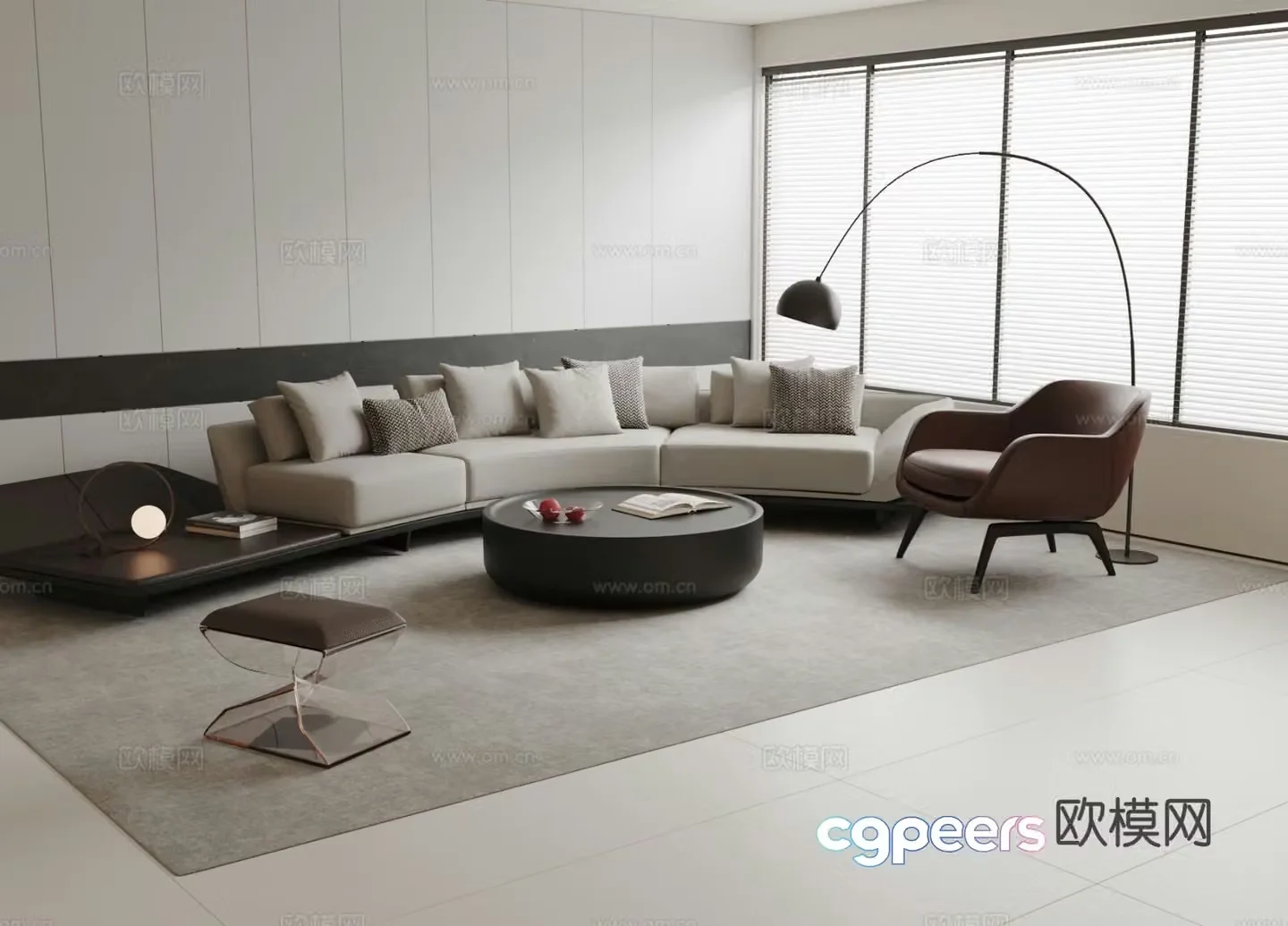 Modern curved sofa modular sofa 3d model