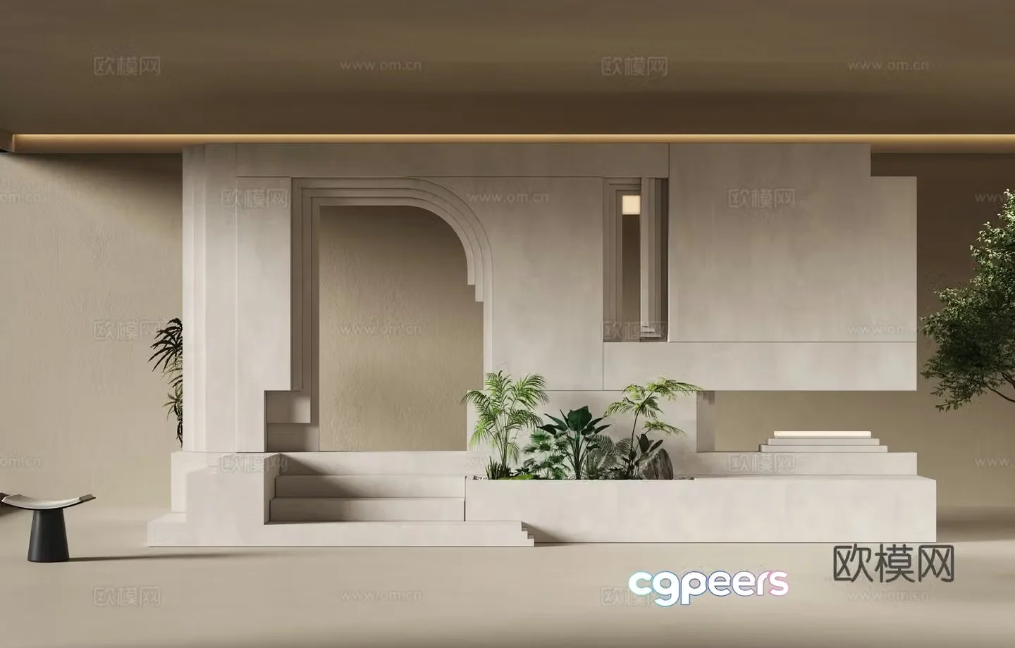 Modern landscape wall Stone background wall Scapa wall 3d model
