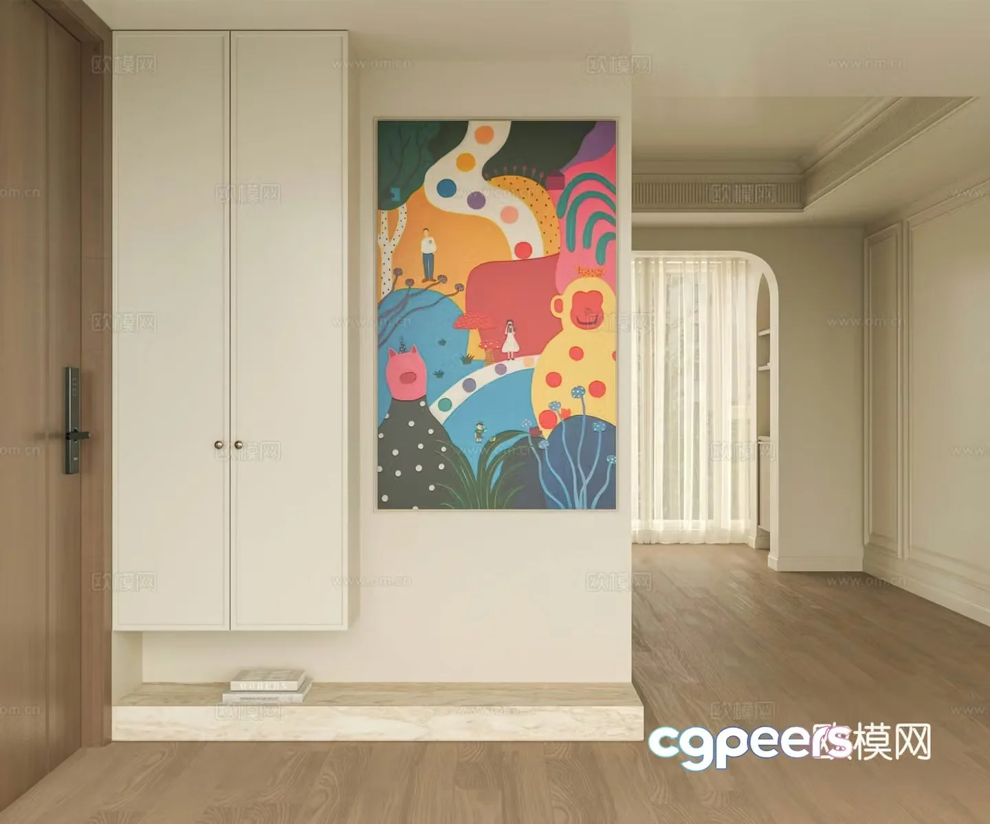 Modern cream hanging painting 3d model