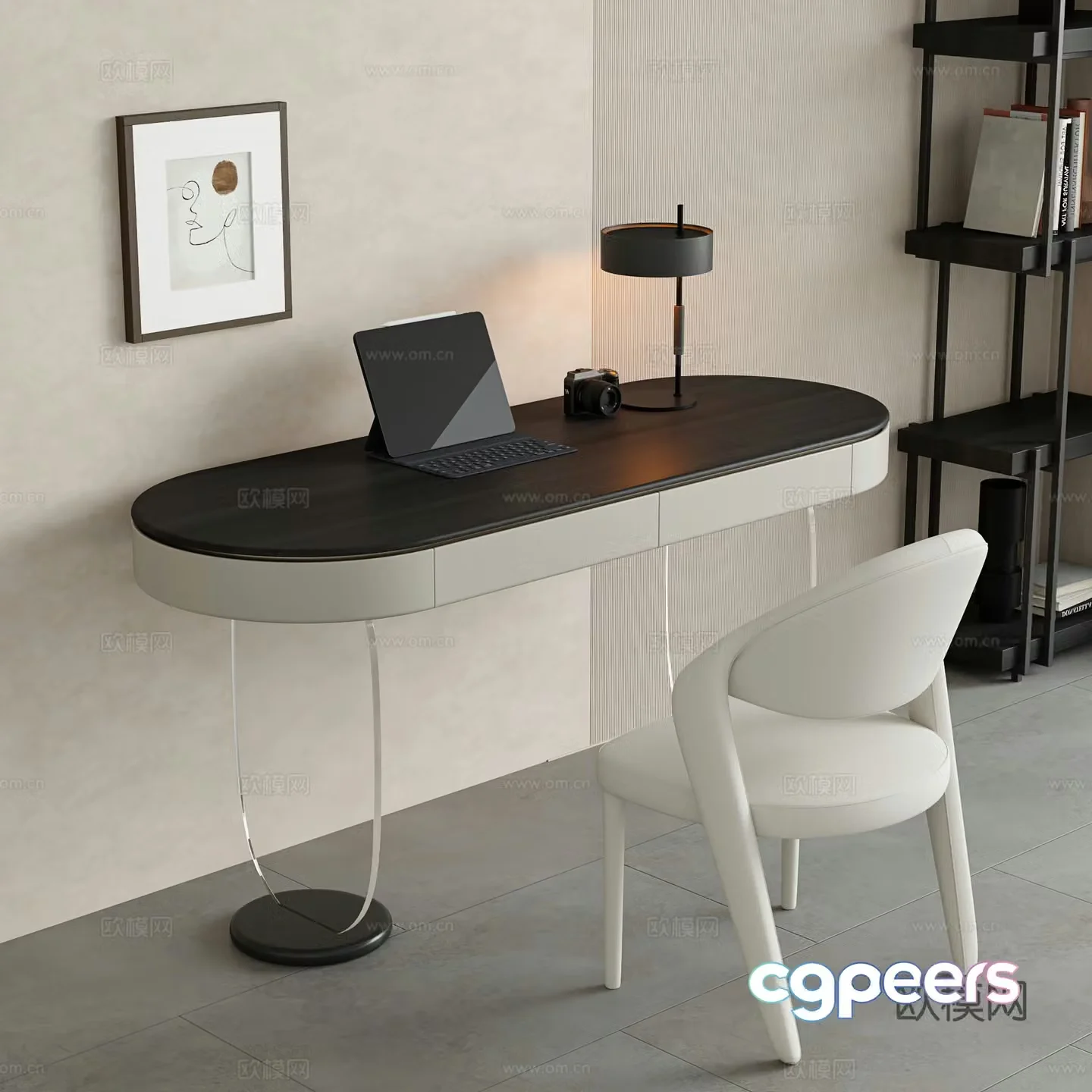 modern desk writing desk 3d model