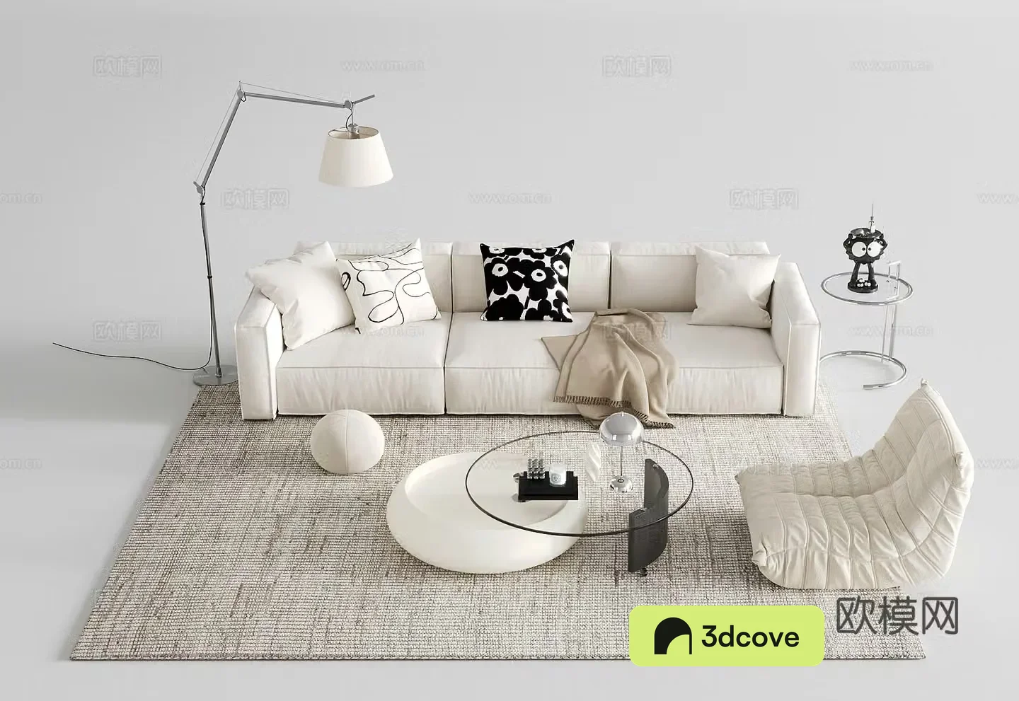 Modern sofa coffee table combination three-person sofa corner table jewelry ornaments single sofa