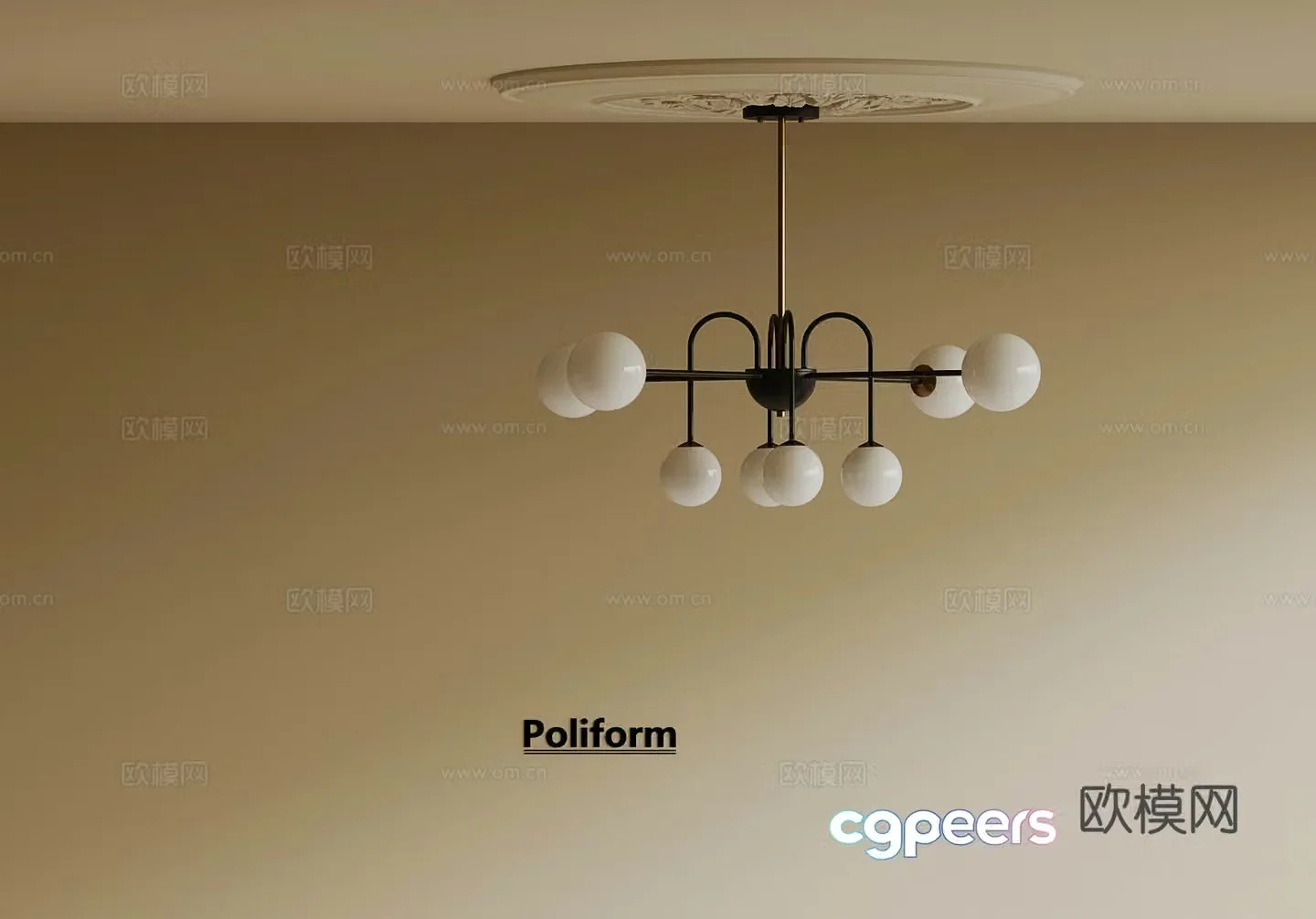 Wasabi Metal Chandelier_Middle Style Metal Chandelier 3D Model