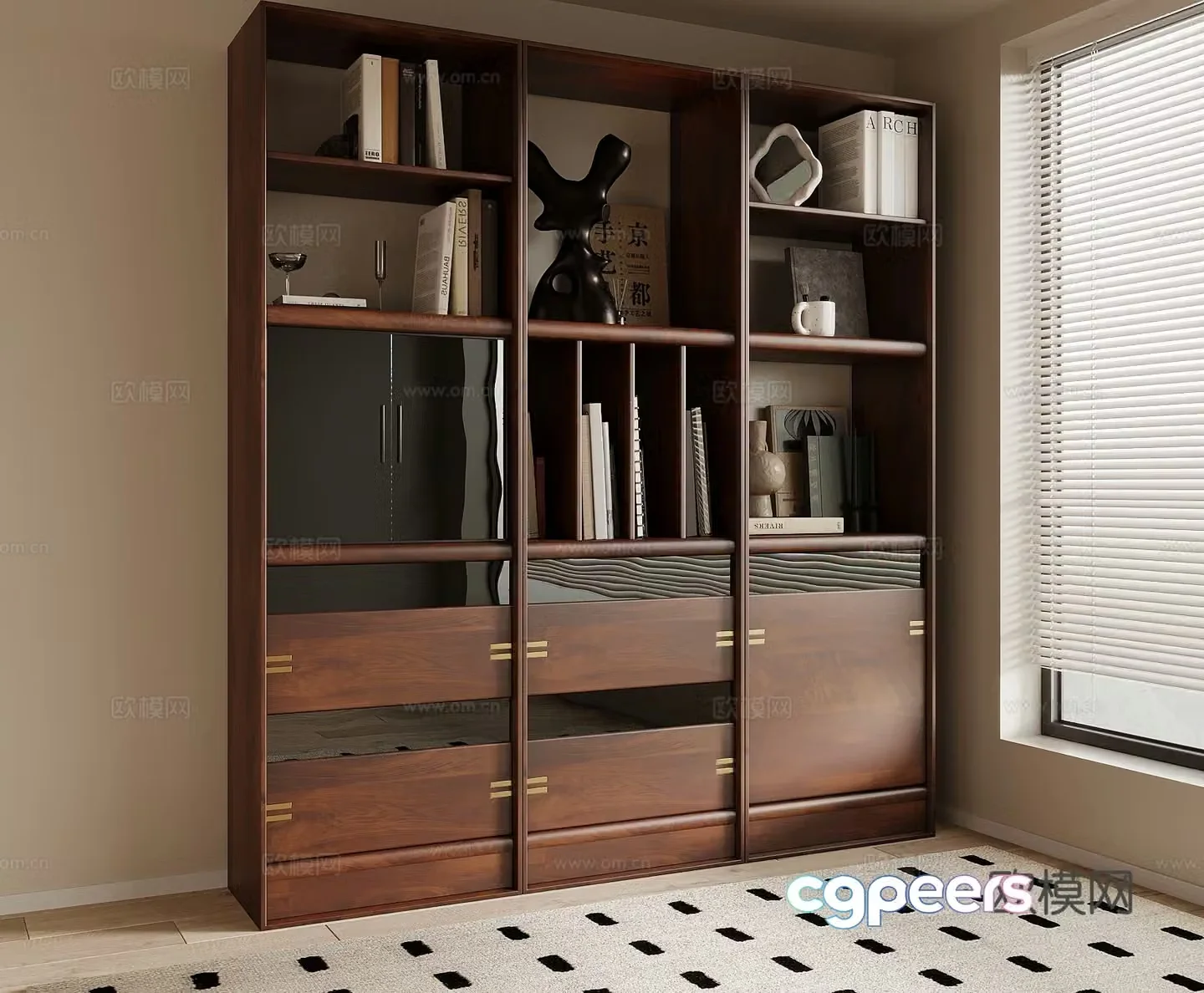 Medieval style bookcase shelf 3d model