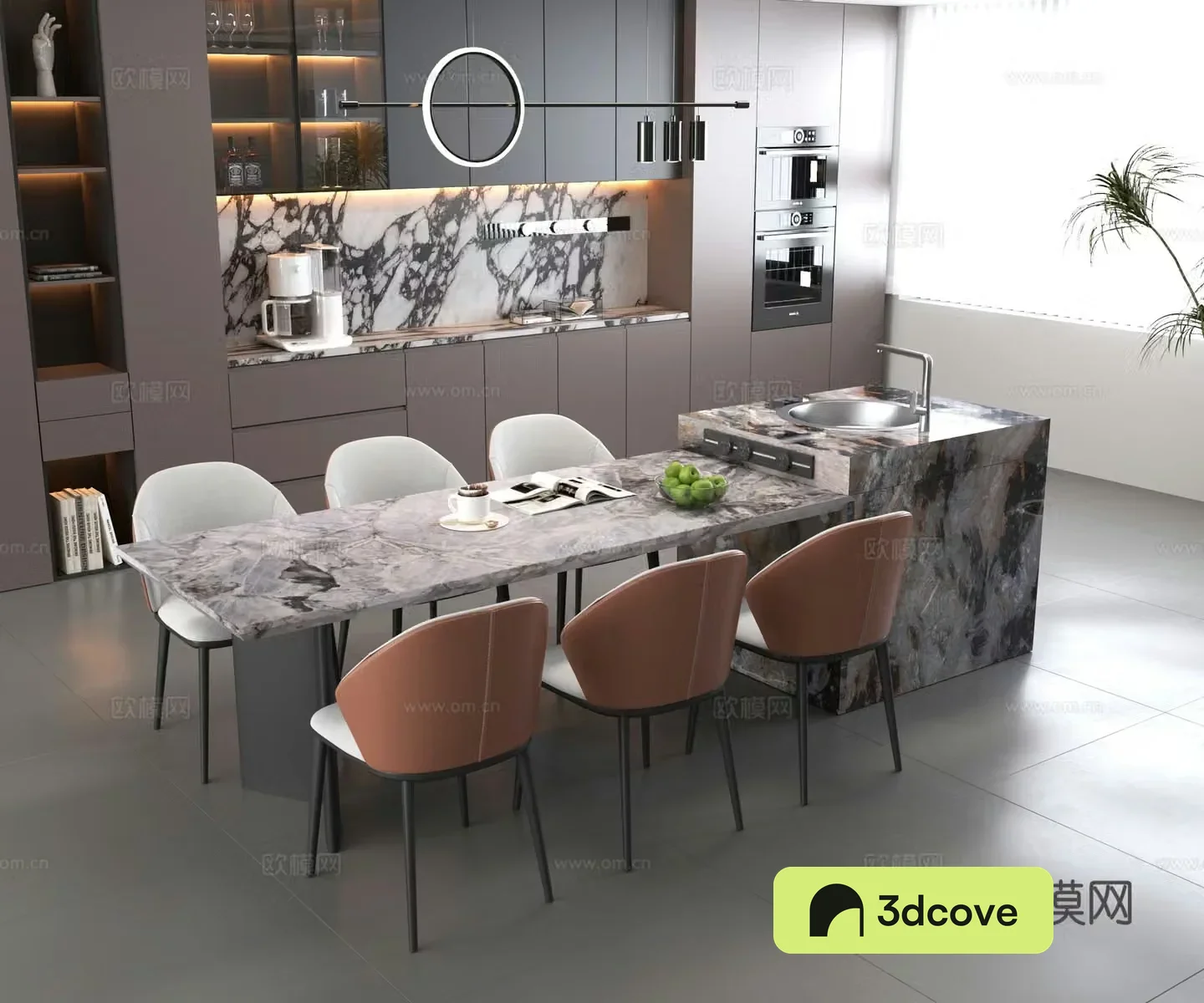 Bar counter island marble desktop