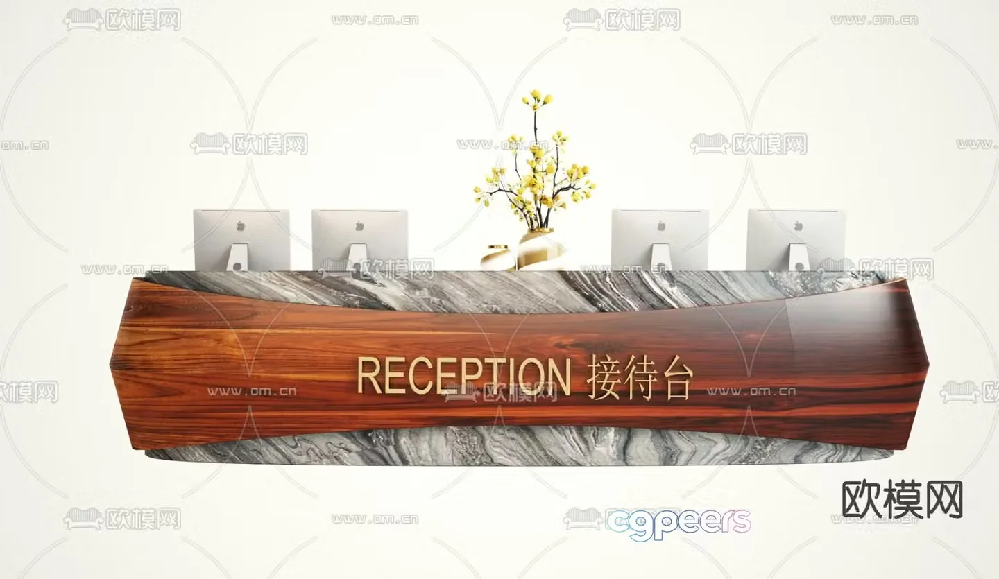 modern service desk reception desk front desk 3d model
