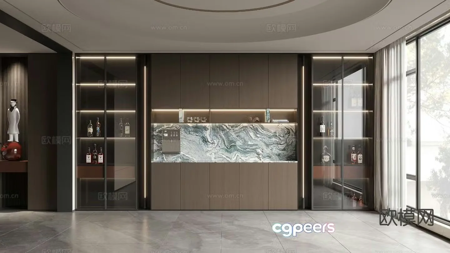 Modern wine cabinet sideboard 3D model