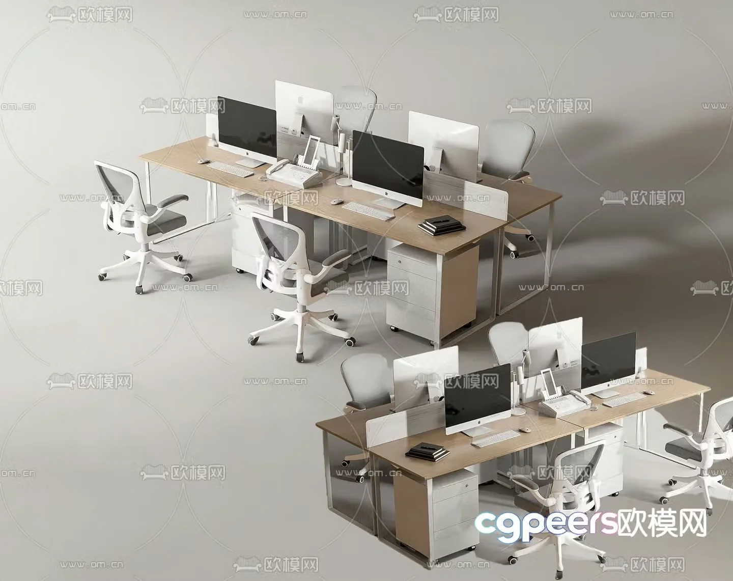 Office desk and chair employee desk 3d model