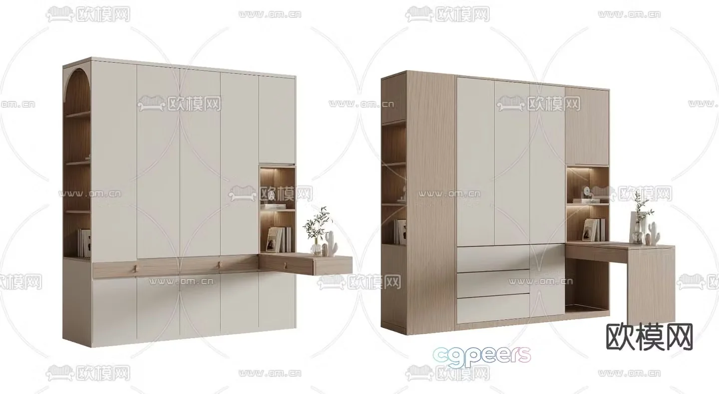 Corner wardrobe integrated desk wardrobe 3d model