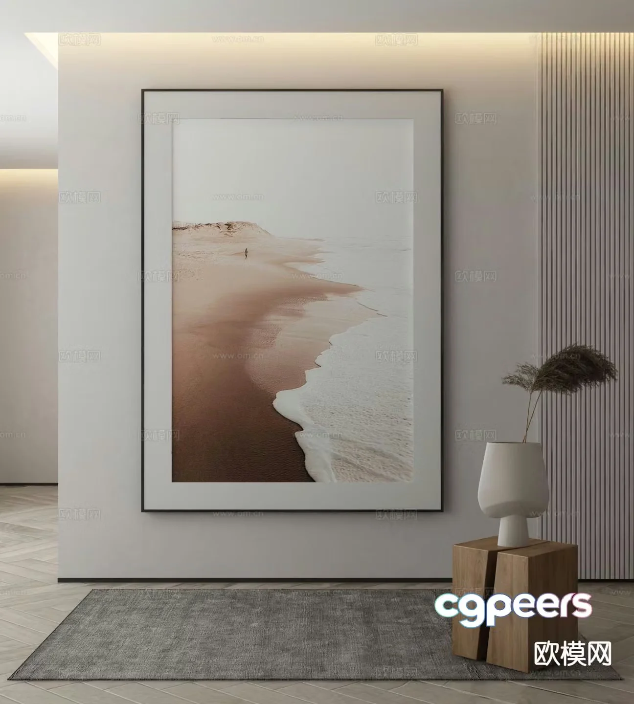 Decorative painting texture painting beach hanging painting 3d model