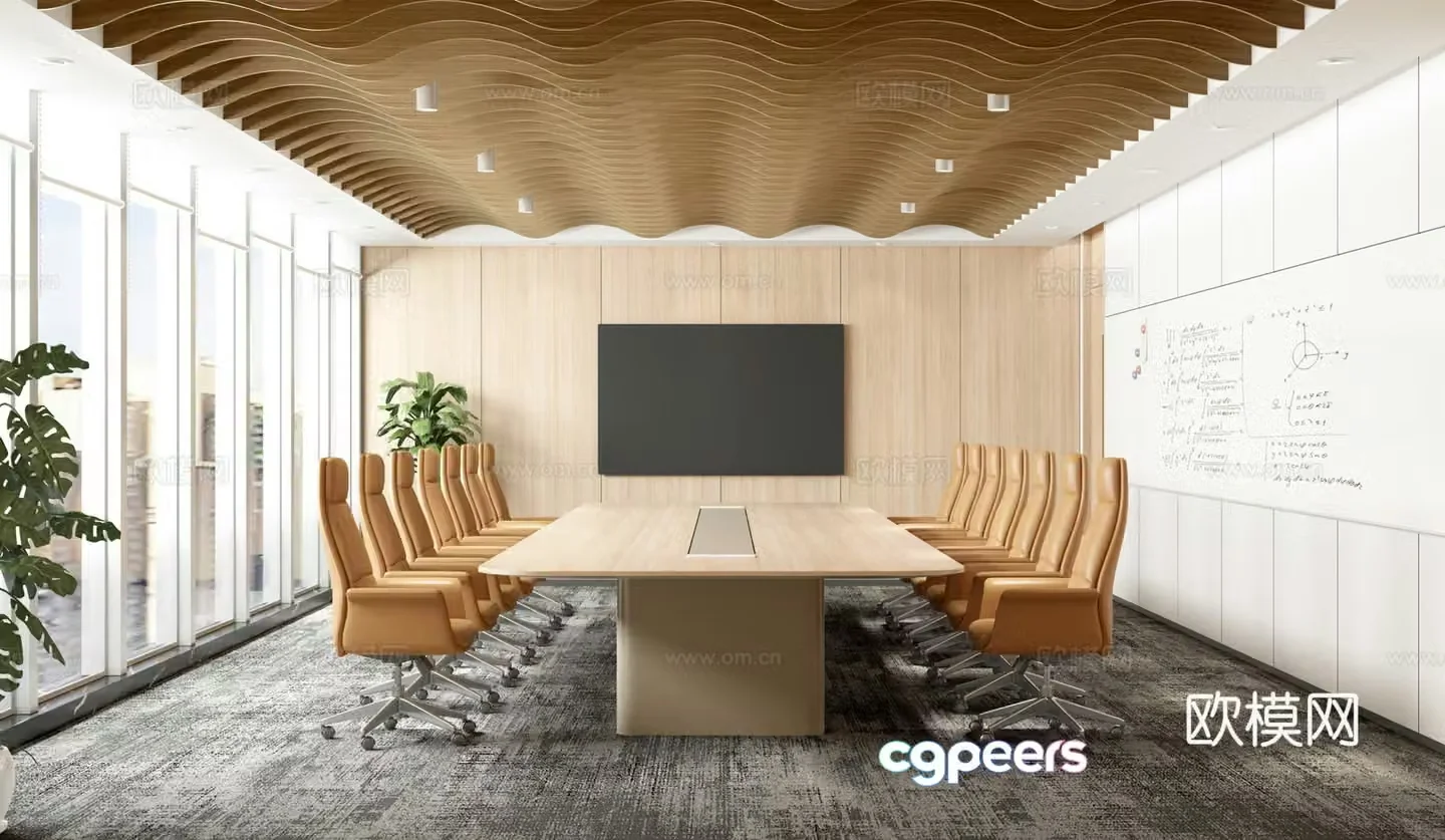 Modern conference room training room video conference room 3d model