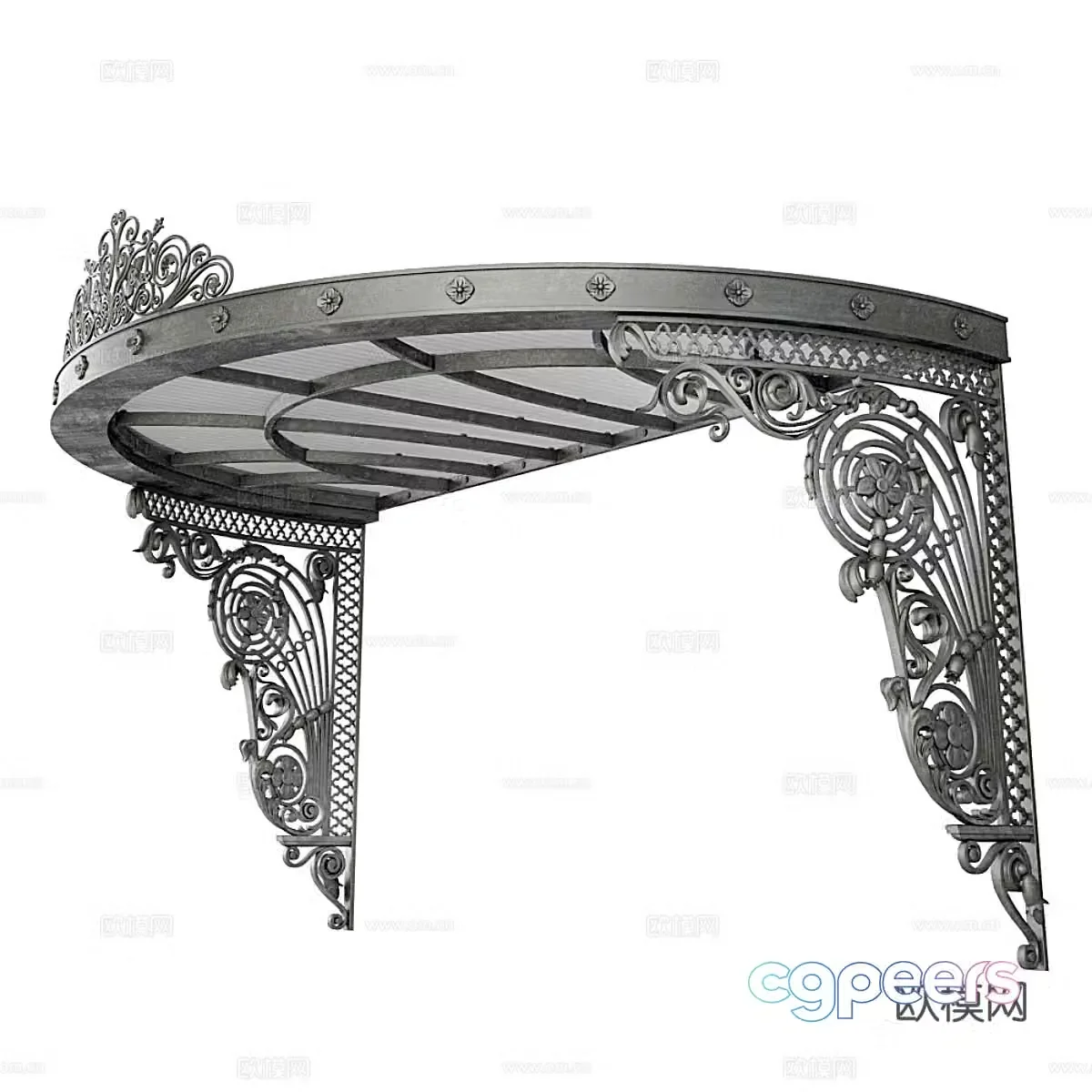 Classical awning retro awning iron awning metal awning simple European awning 3D model