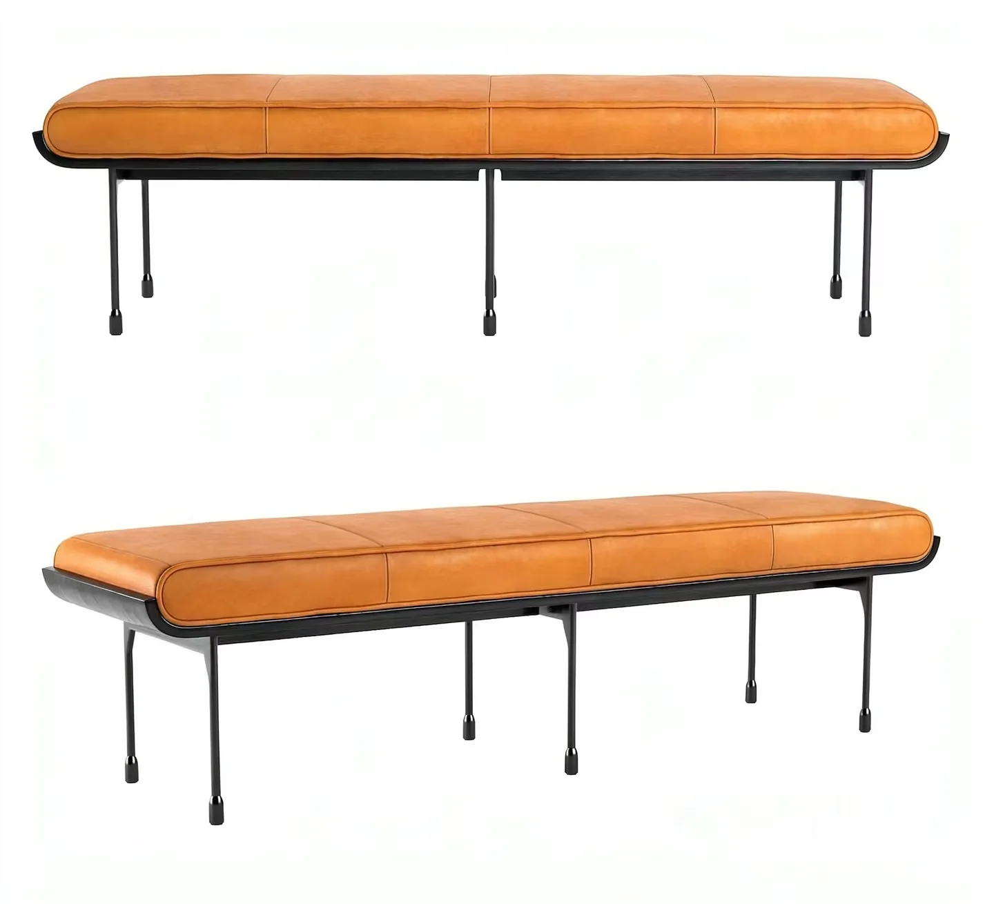 A Pair Of Brown Leather Benches 3D Model – 19162 – VRAY Render