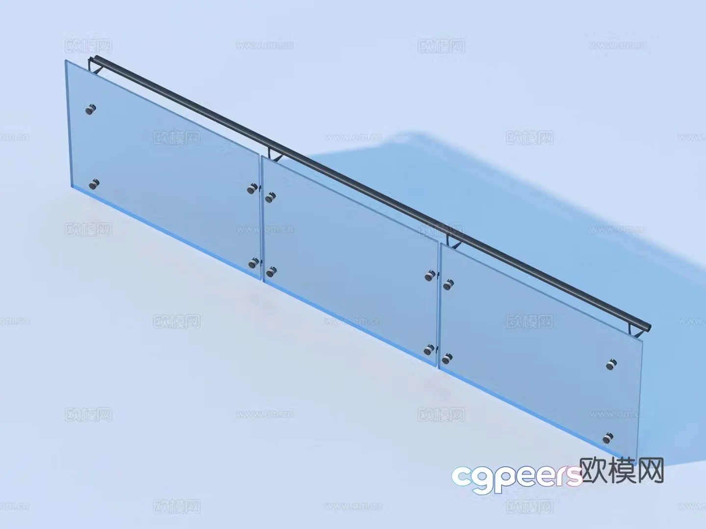 Glass Rail Handrail Fence Guardrail Railing 3d Model