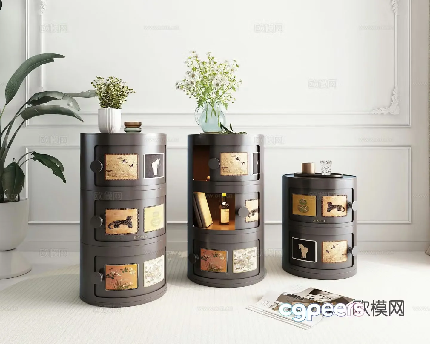 Round bedside table 3d model