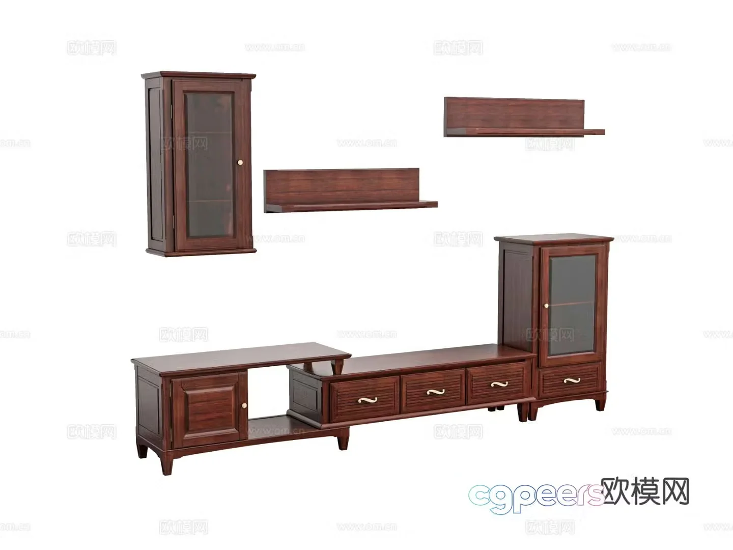 Simple European TV cabinet 3D model