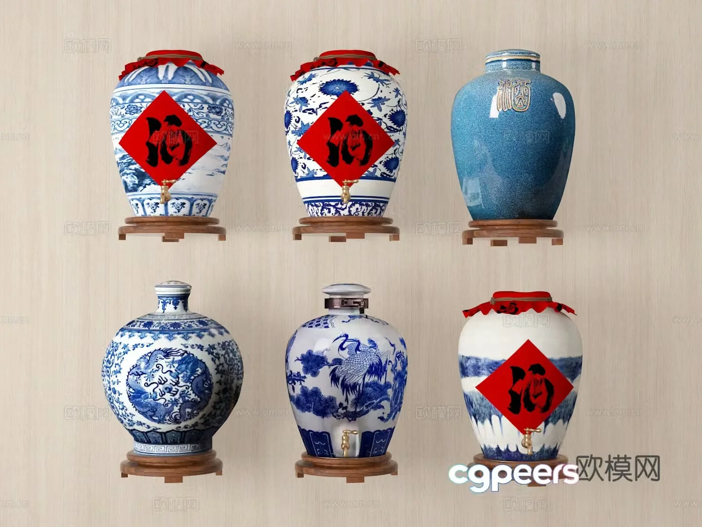 Wine jar wine barrel porcelain 3d model