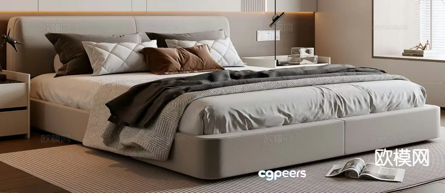 Modern double bed 3d model