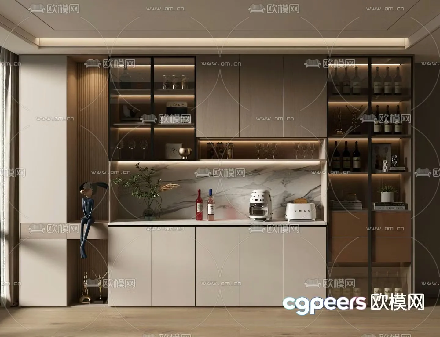 Modern wine cabinet 3d model