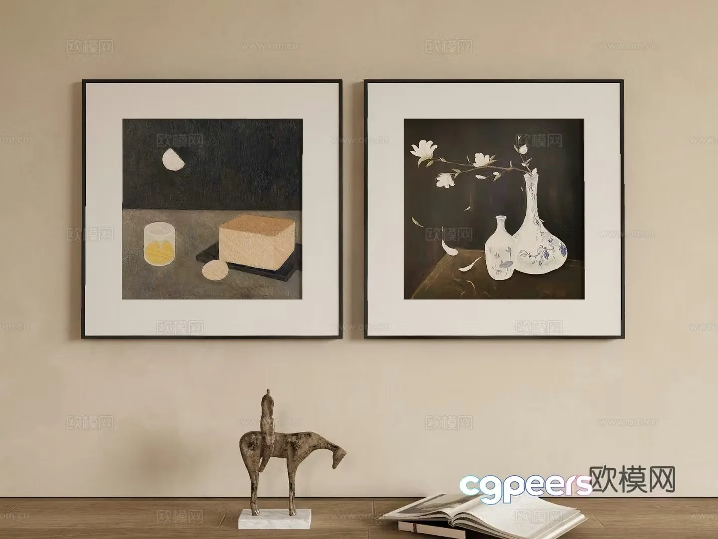 New Chinese style art painting decorative painting 3d model