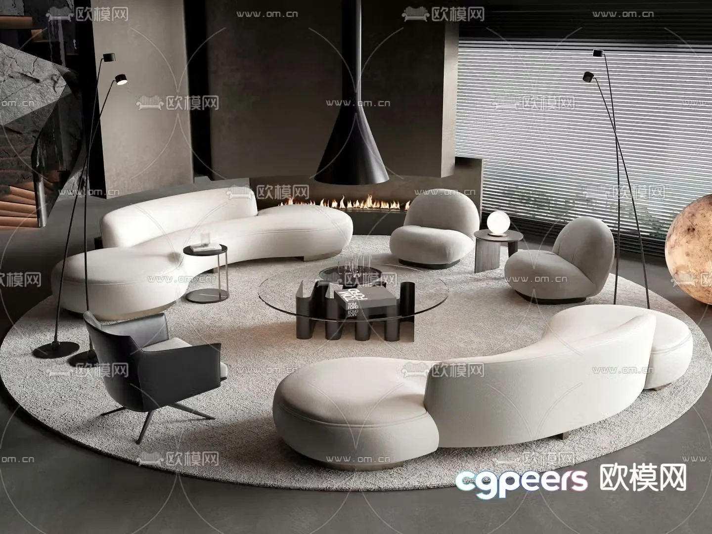 Curved sofa modular sofa 3d model