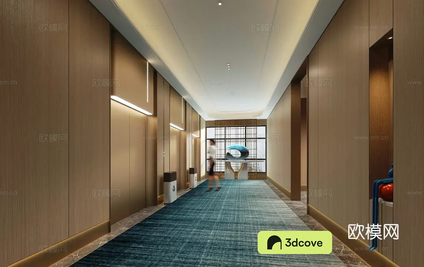 Modern hotel elevator hall