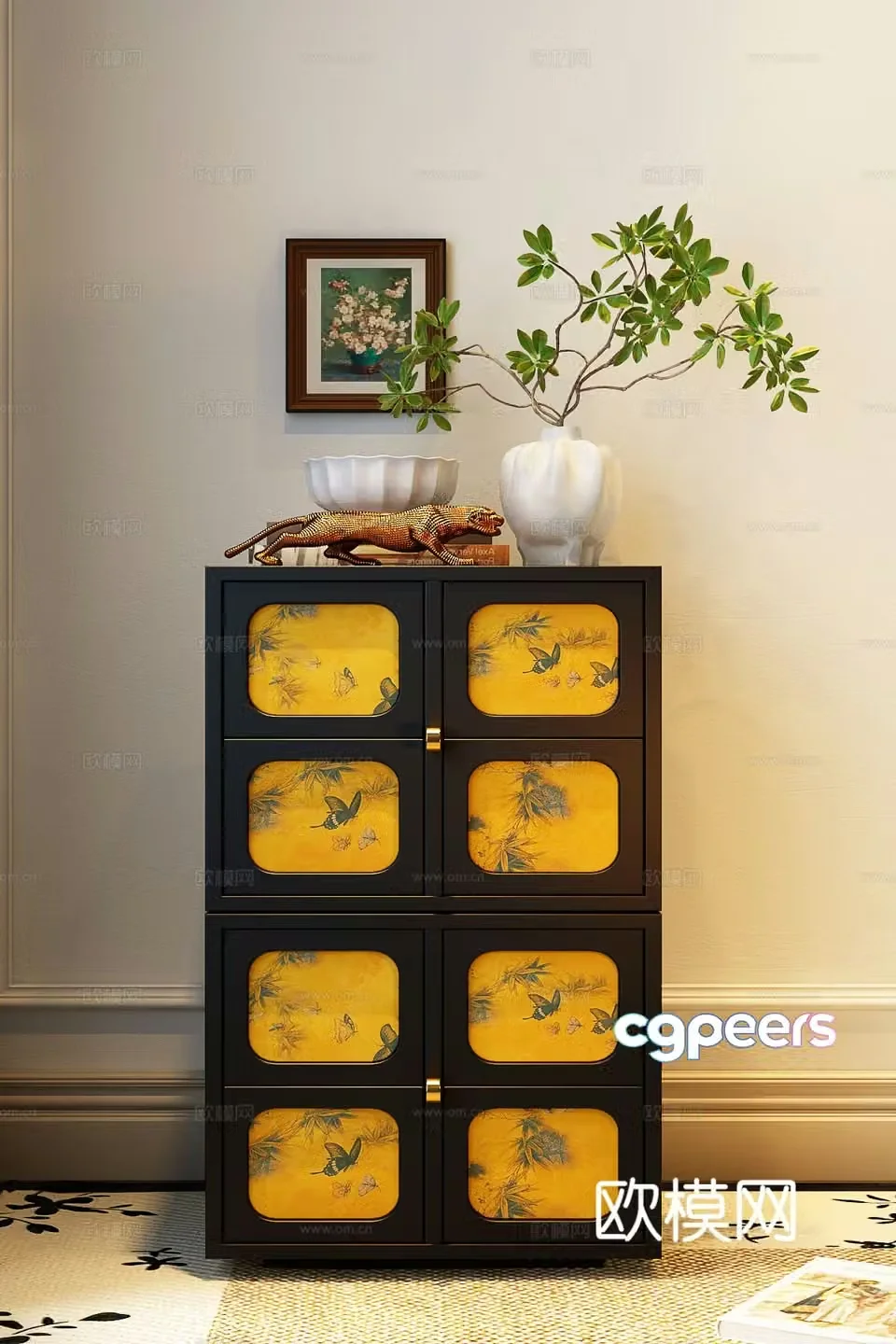 French side cabinet entrance cabinet 3d model