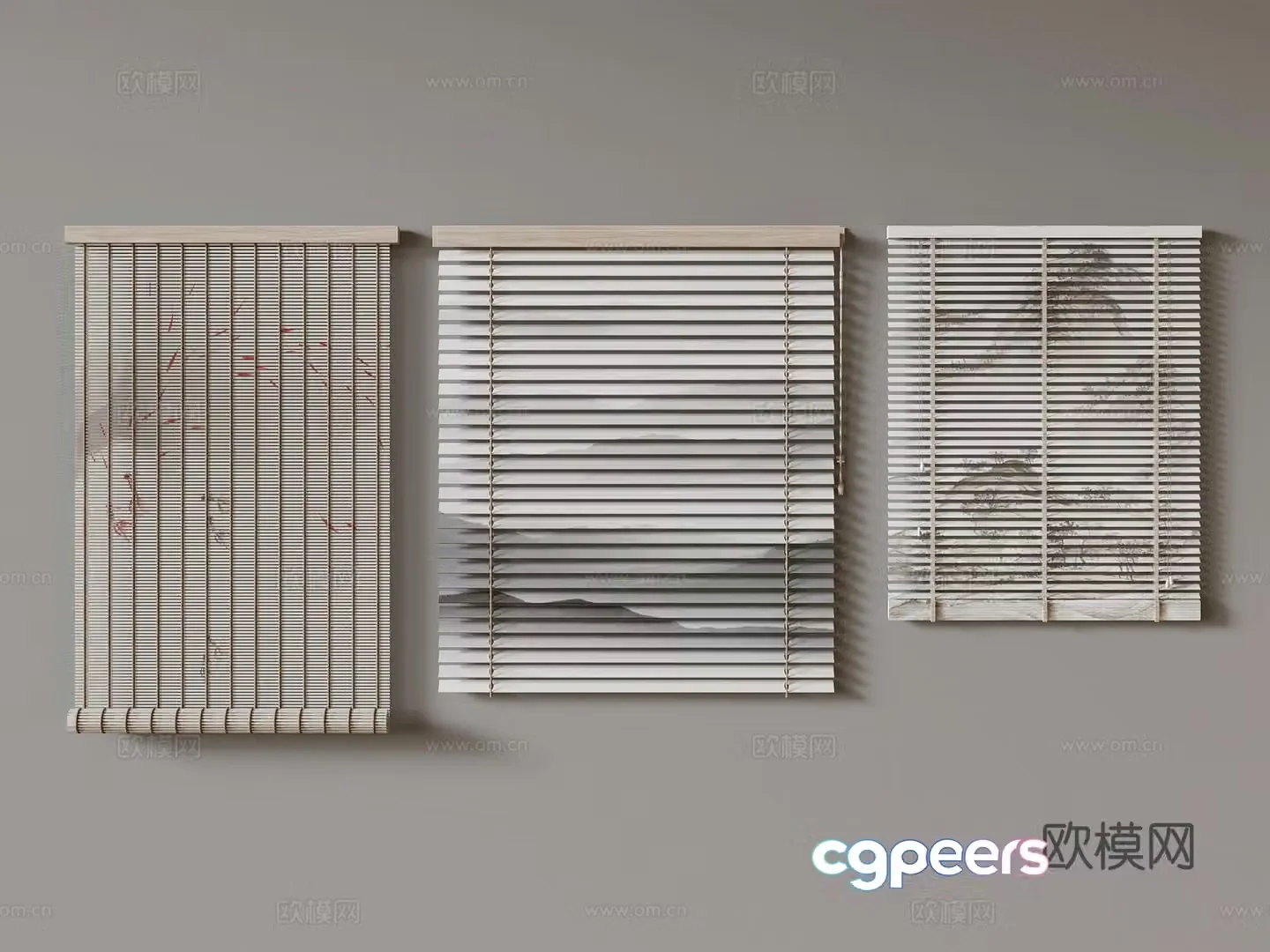 Venetian blinds New Chinese roller blinds Venetian blinds 3D model