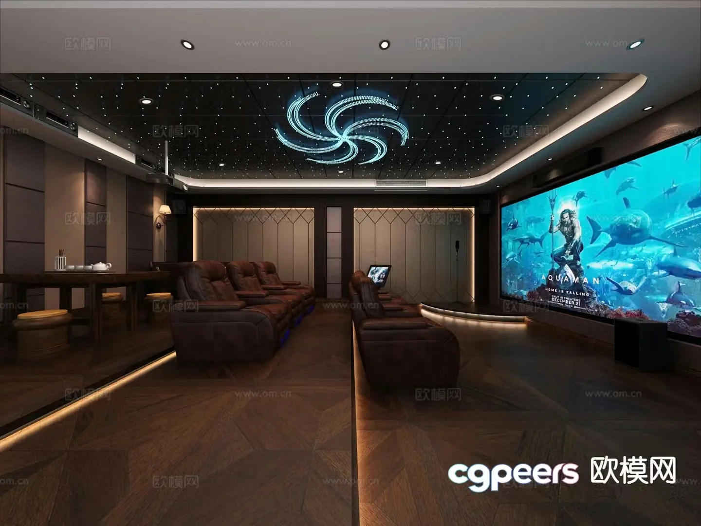 Italian style video room audio-visual room home theater 3d model