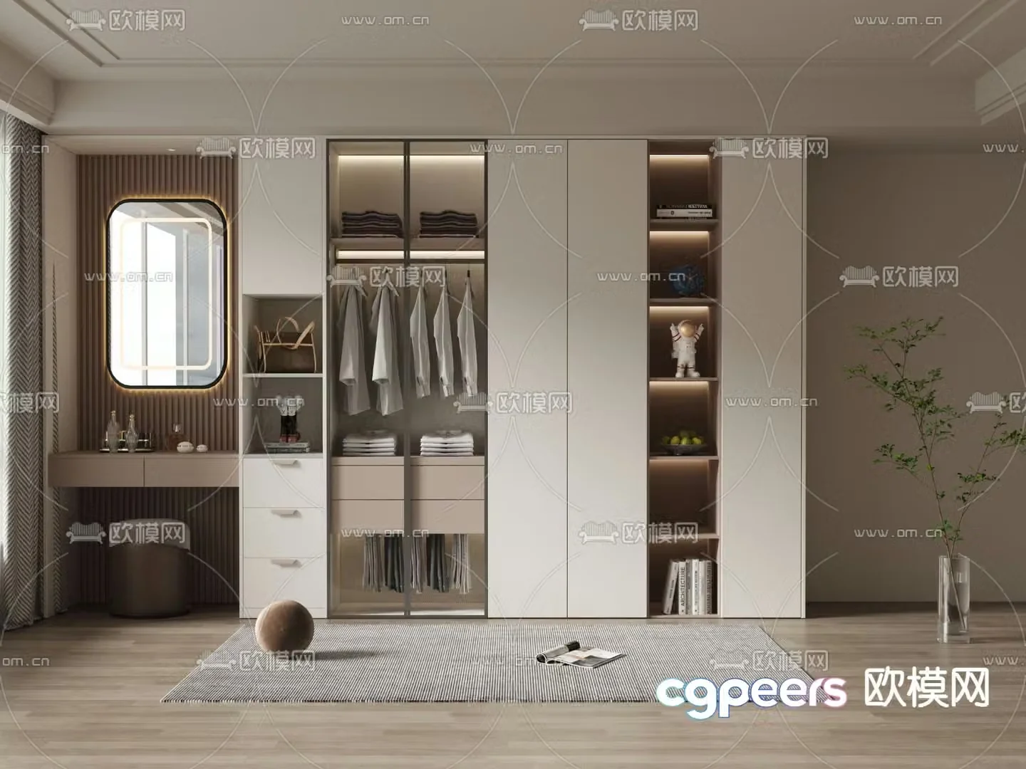 Modern wardrobe dresser integrated cabinet 3d model