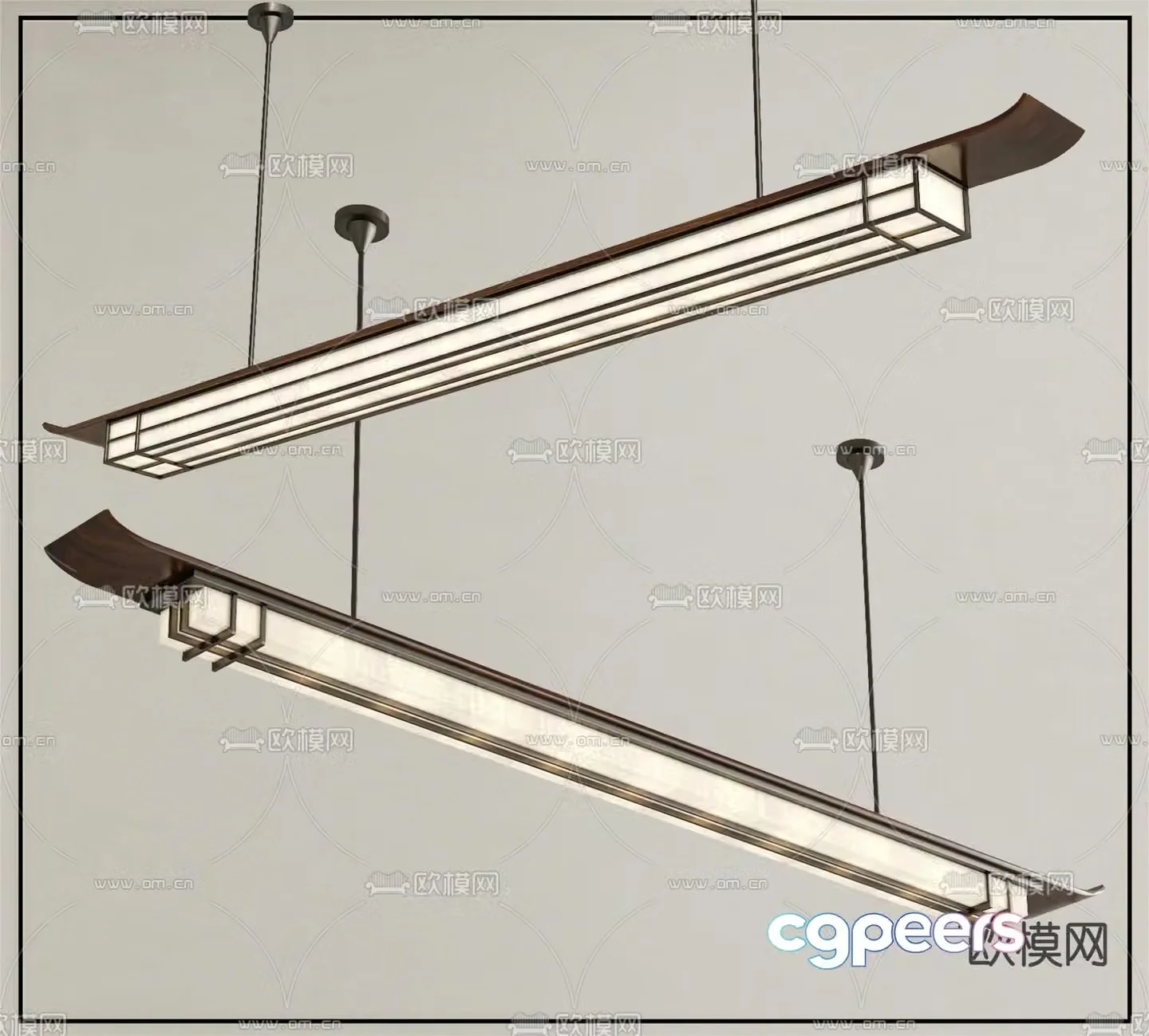 New Chinese style chandelier long chandelier 3d model
