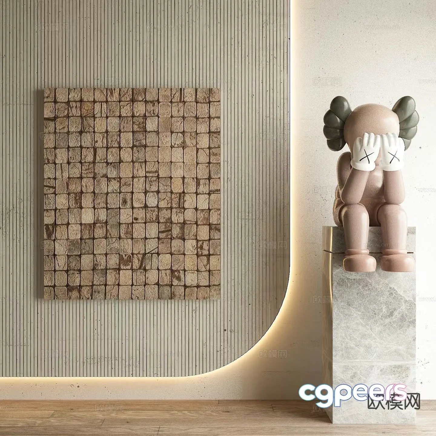 Wabi-sabi style three-dimensional painting decorative painting 3d model