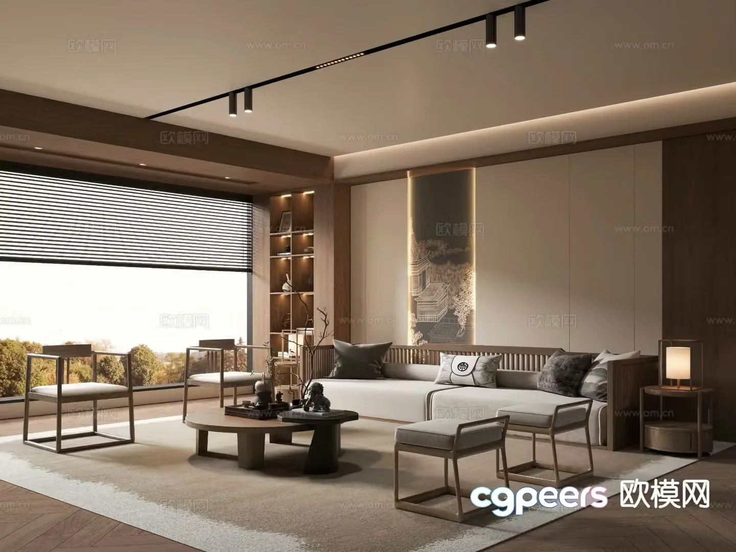 New Chinese Zen Living Room Song Style Aesthetics 3D Model