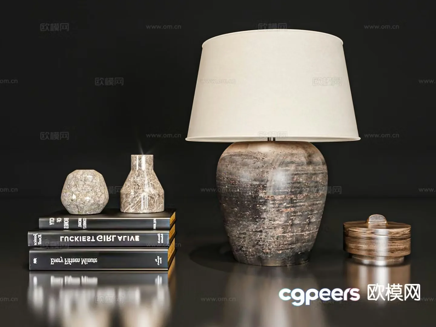 Wabi-sabi jewelry ornaments clay pot table lamp 3d model