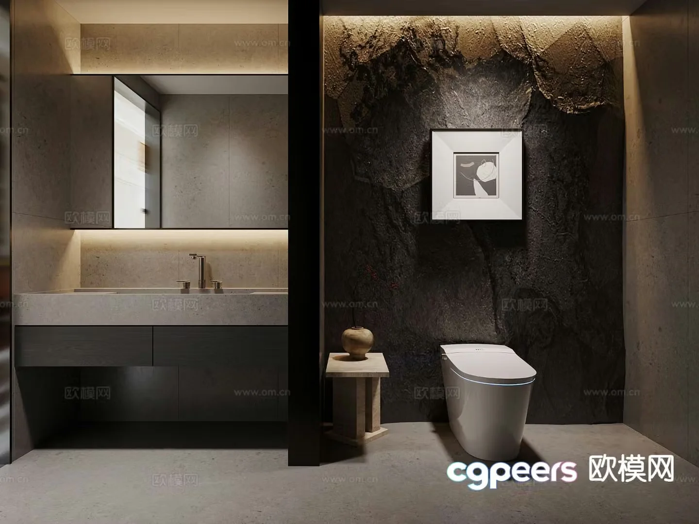Dark style bathroom bathroom 3d model