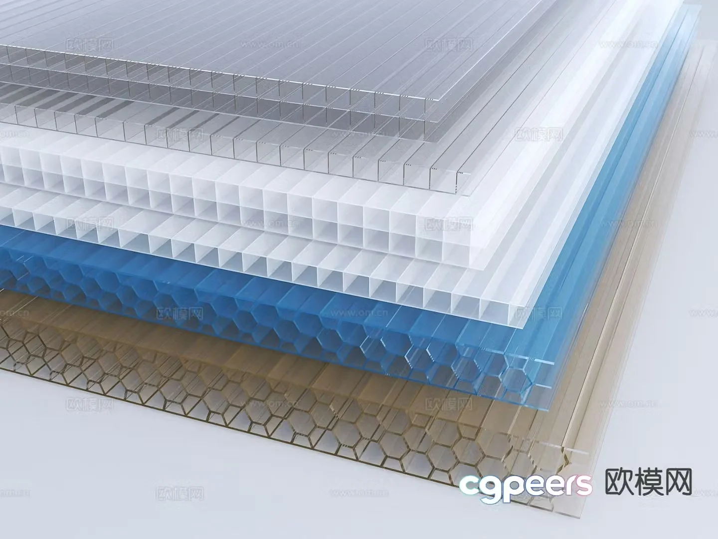 Sun panel transparent tiles canopy carport thermal insulation board 3d model