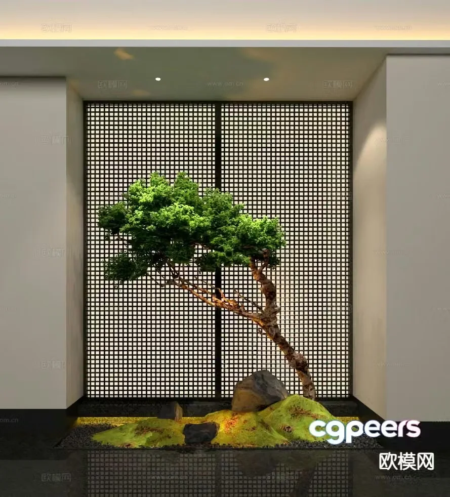 Indoor landscape sketch green plant landscape 3D model