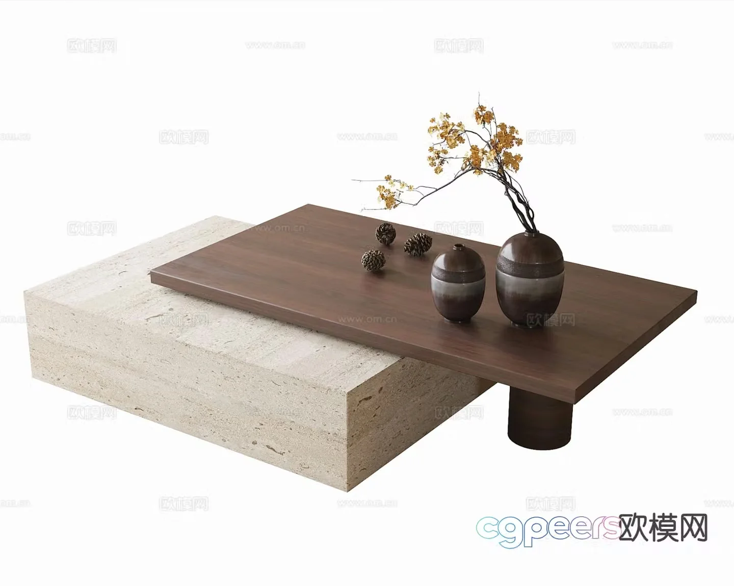 Wabi-sabi coffee table mother-and-son coffee table 3d model