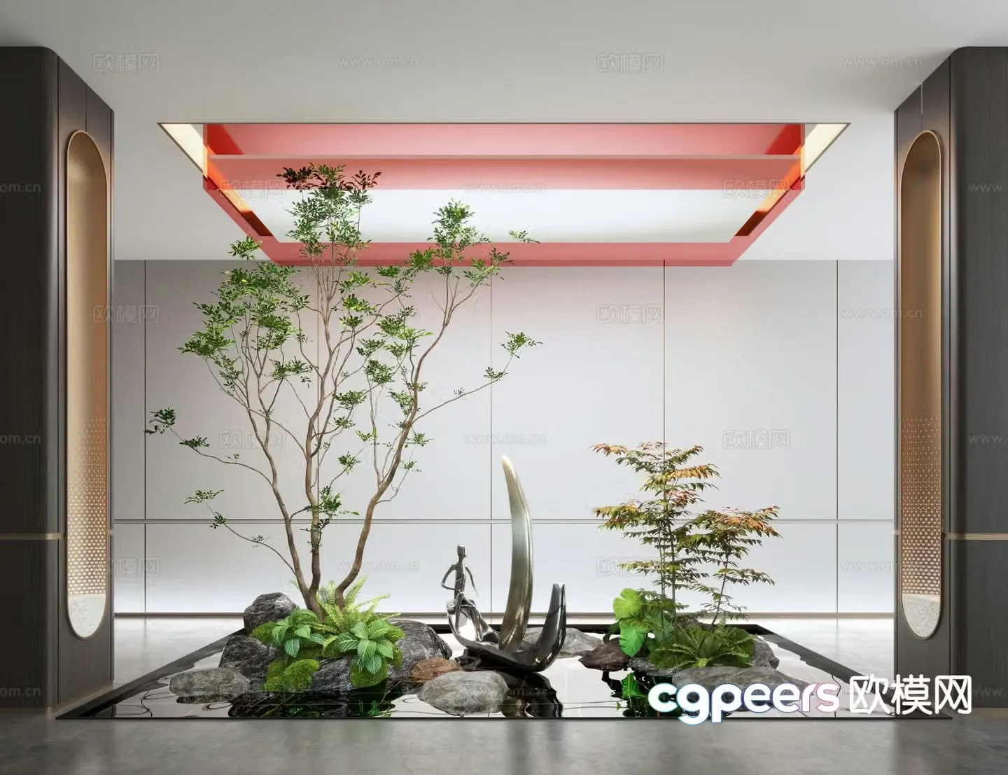 Indoor landscape pool landscaping 3d model