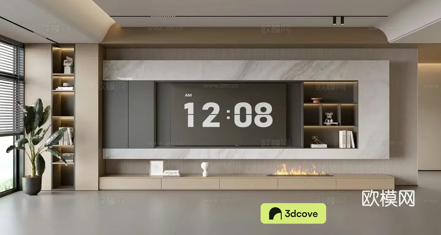 Modern simple living room balcony cabinet sofa combination coffee table TV background wall