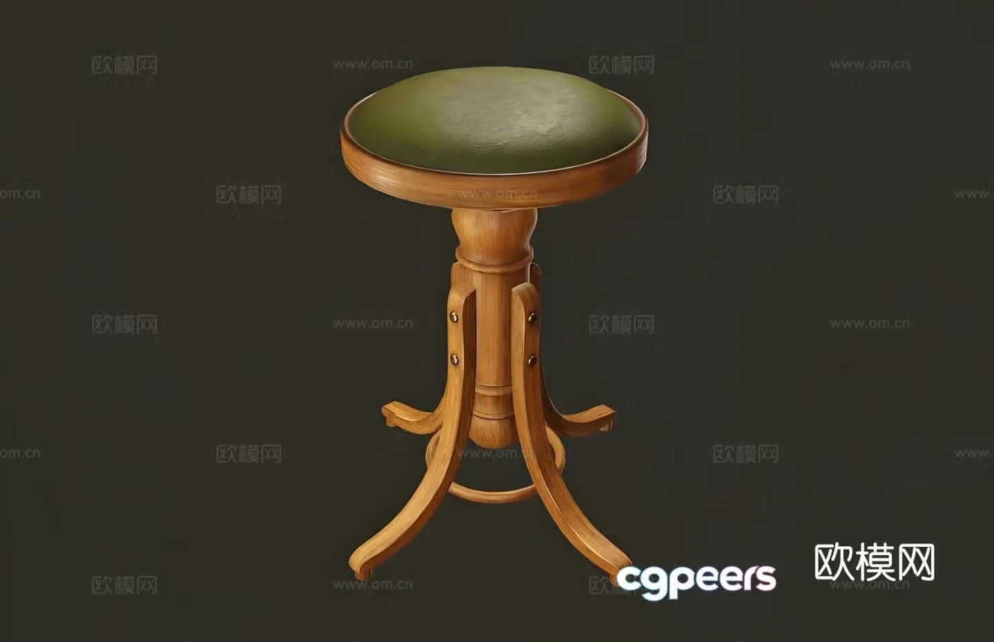 Medieval style stool old-fashioned stool round stool 3D model