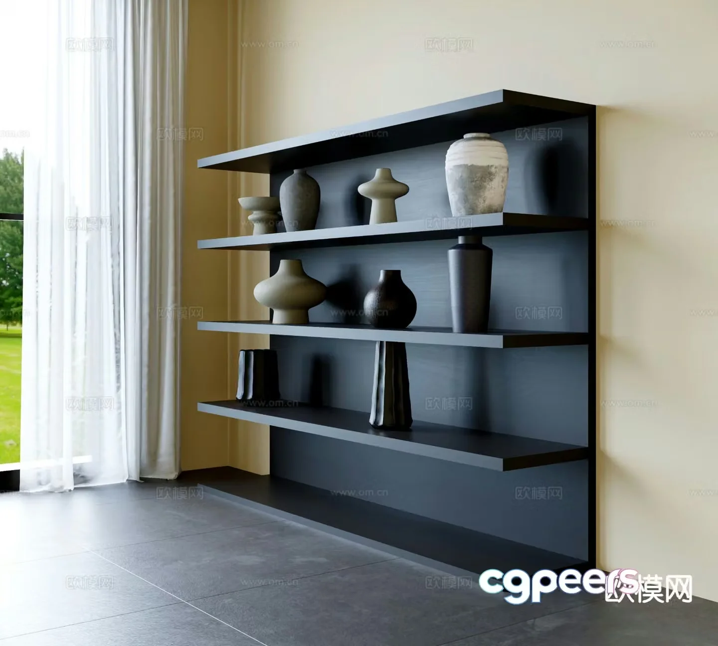 Wabi-sabi decorative rack storage rack 3d model
