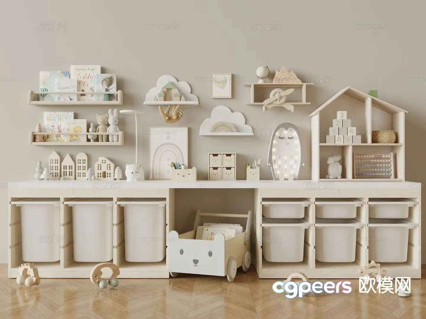 Modern children’s cabinet toy cabinet 3d model