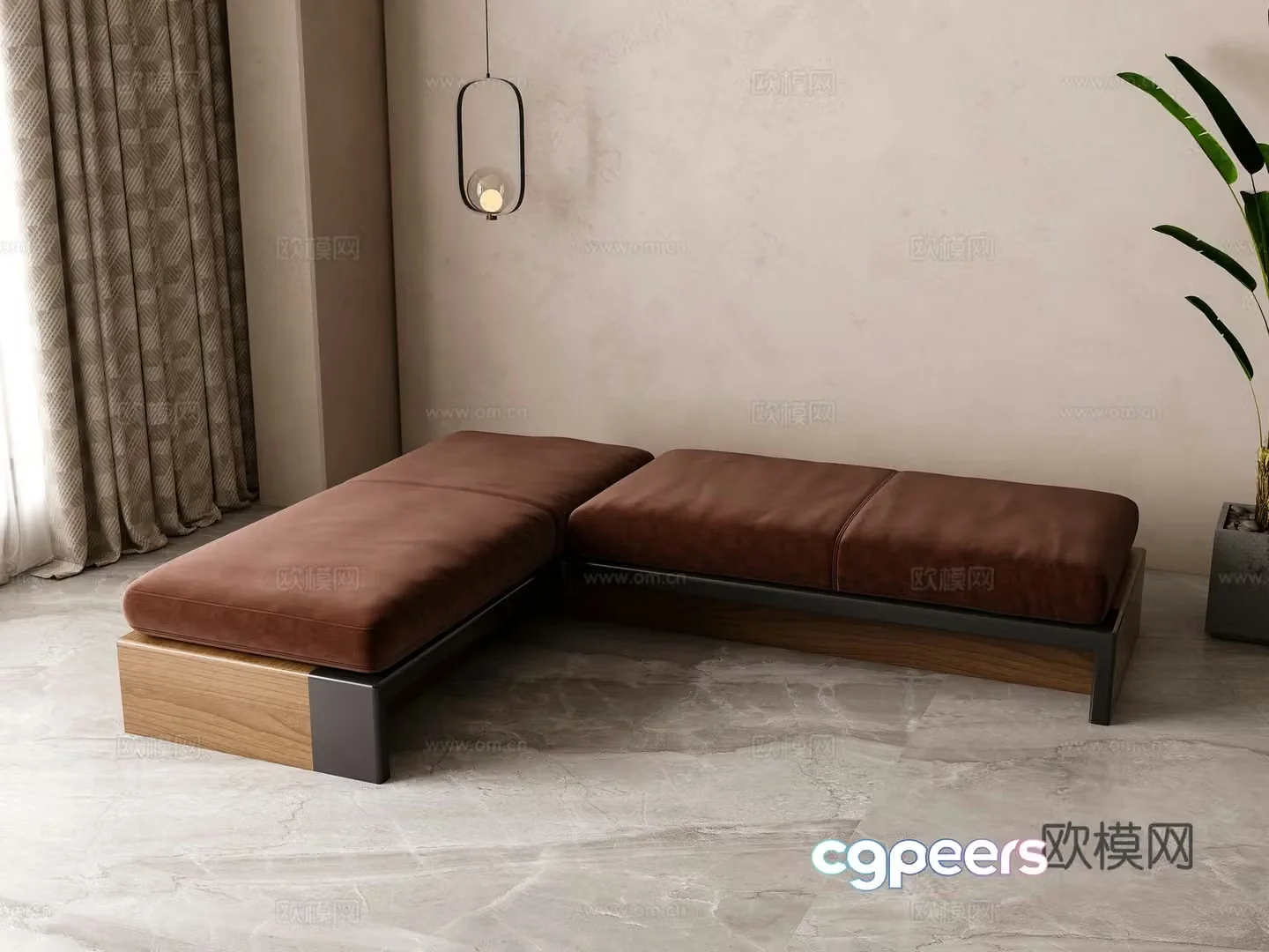 Modern corner sofa stool 3d model