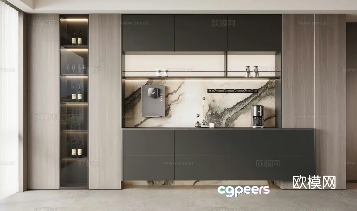Italian wine cabinet sideboard 3d model