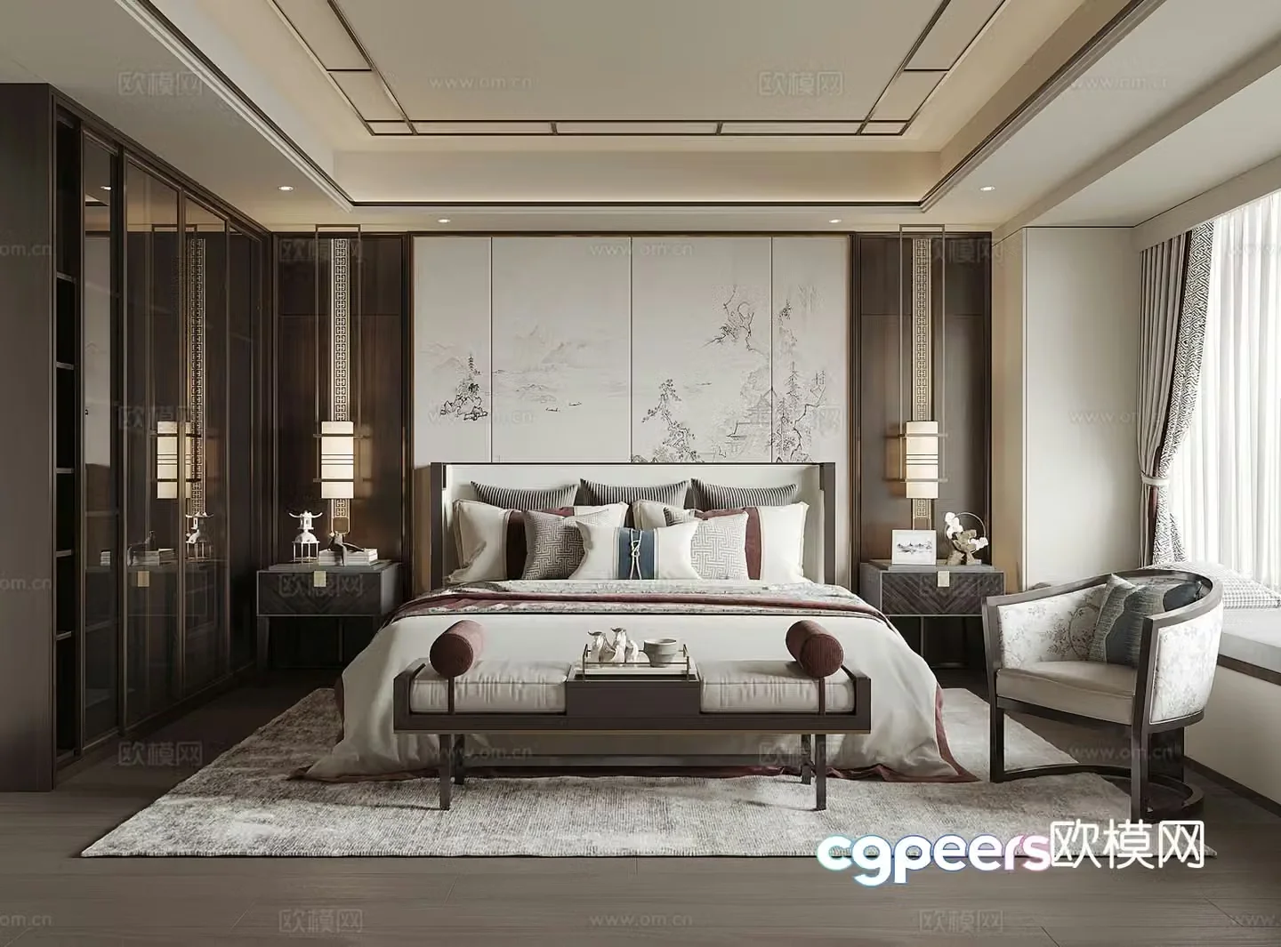 New Chinese style bedroom master bedroom 3D model